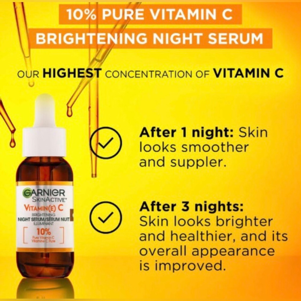 BNIB Garnier SkinActive Vitamin C Brightening Night Serum - Picture 4 of 5